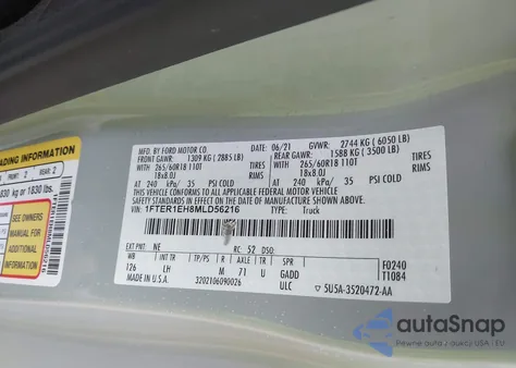 2021 Ford Ranger Xl/Xlt/Lariat from USA, damaged, VIN 1FTER1EH8MLD56216